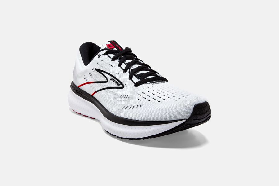 Brooks Running Shoes - Glycerin 19 Road Mens - White/Black/Red - RTH-209615